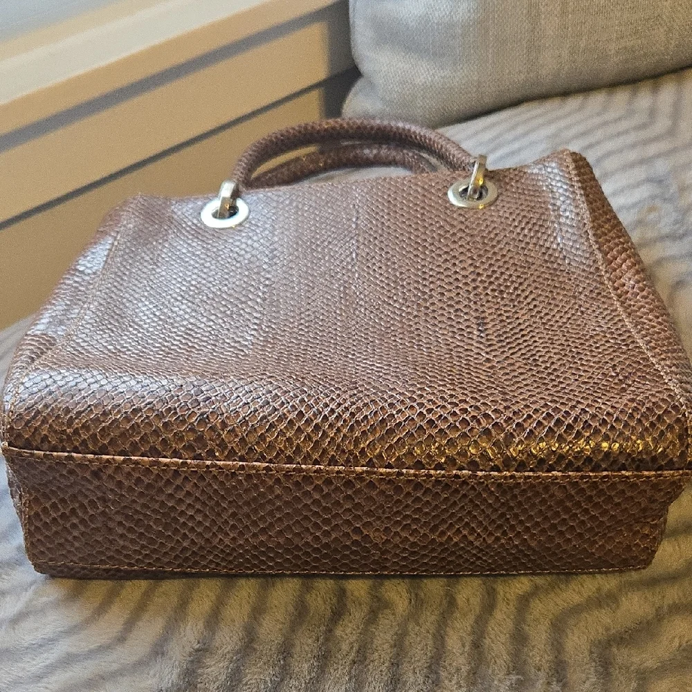 Talbots Textured Snake Skin Brown Handbag 🤎 - Picture 6 of 9